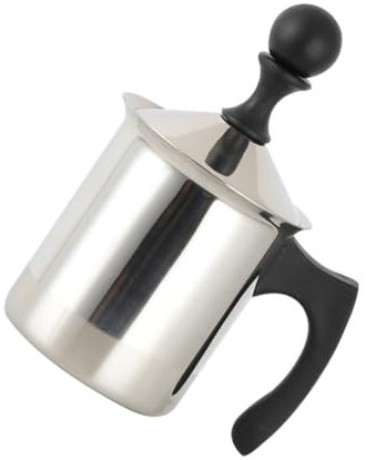 PHENOFICE 400cc Milchaufschäumer Mit Doppeltem Filter Handpumpe Für Latte Und Cappuccino Milchkrug Für Perfekten Milchschaum Für Kaffeeliebhaber