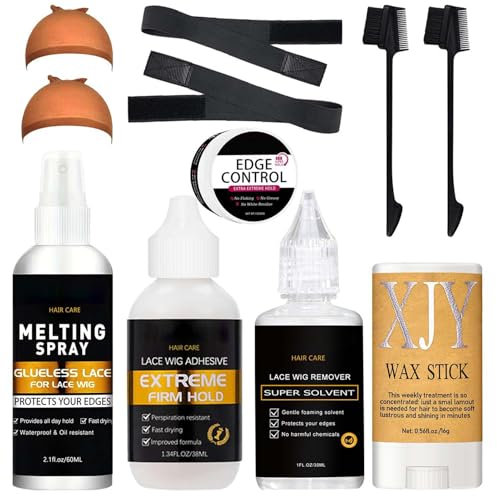 Melting Spray Wig, Wig Glue, Lace Melting Spray for Wigs, Melting Spray for Lace Wigs Natural Finishing Hold Protect Edge Kit, Lace Bond Adhesive Spray Wig Melting Spray for Closure Front Extensions