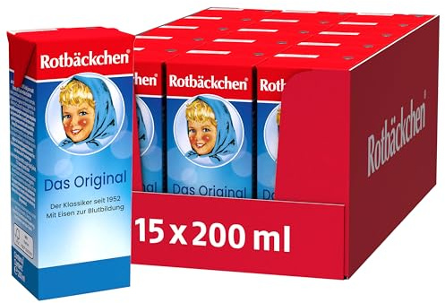 ROTBÄCKCHEN Das Original Trinkpäckchen 15er Pack (15 x 200 ml) | Saft aus 99 % Mehrfruchtsaft, 1 % Honig und Eisen. Trinkpäckchen für Kinder, ideal für Schule, Sport & unterwegs