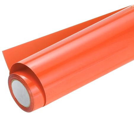 sourcing map Heat Transfer Vinyl Roll, 12 x 8ft Fluorescent Orange HTV Transfer Vinyl Iron On Vinyl for T-Shirts DIY Heat Vinyl Design Easy to Cut & Weed