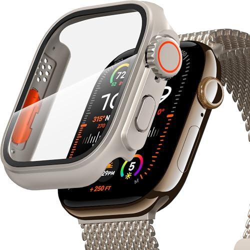 Diruite Hülle für Apple Watch Series 11/10 46mm Schutzhülle | Einzigartiges Design Harte PC Case mit 9H HD Hartglas,Hohe Empfindlichkeit,Kratzfest,Rundum Displayschutz,Titanstahl,46mm