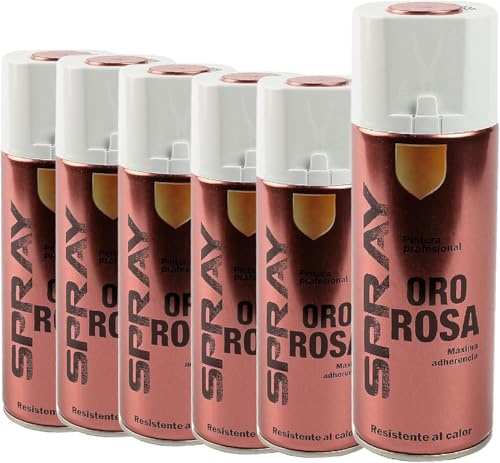 MORE FREE-Pintura Spray Especial Oro Rosa Multicolor Profesional 400ml Adecuado Metal Madera y Plástico Pack de 6 unidad