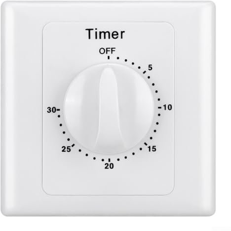 Yhenlovtt Zeit-Timer-Schalter, mechanischer Countdown-Timer-Schalter, Timer-Steuerschalter für Haushaltsgeräte, einfach zu bedienen, digitale Countdown-Funktion für Lüfter, Heizungen (30 Minuten)