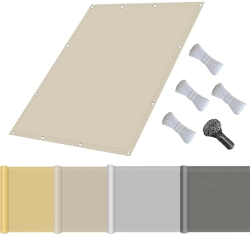 Sonnensegel mit Befestigungsseile 3x4m Sonnenschutz Wasserdicht, UV-Schutz Windschutz, Sonnensegel Polyester Rechteckig Reißfest mit ösen Seil für Garten Terrasse Balkon, Camping Khaki