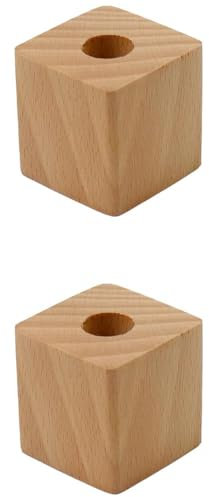 Holz Einzel Stifthalter, 2-tlg Stift Ständer Kubischer Stiftehalter für Zuhause & Büro Schreibtisch (Buche klein)