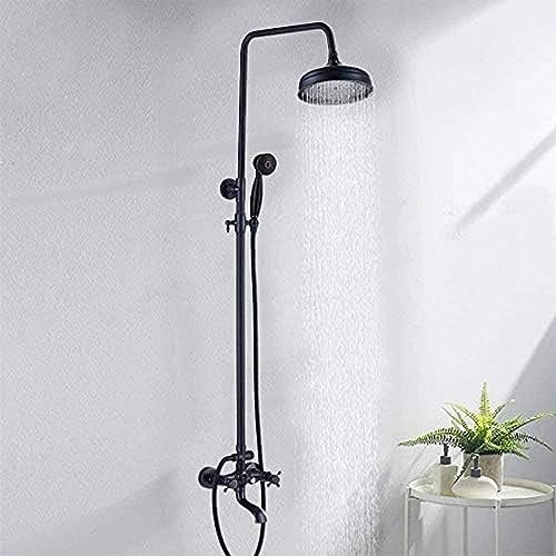 DXEMRQPB Ensembles de Douche, robinetterie de Douche, Colonne de Douche, Douche à Effet Pluie Noire, 3 Fonctions, Ensemble Comprenant pommeau de Douche, Douche à Main, Barre de Douche régla