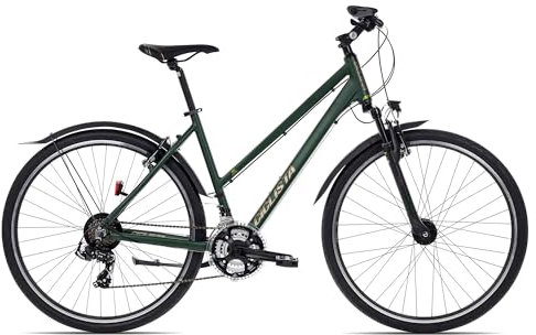 Ciclista All Road Trapez | Crossbike | 21-Gang Schaltung | Schutzbleche | LED-Lichtanlage | Nabendynamo, Farbe:forrestgreen-matt Khaki Lime, Rahmengröße:55 cm, Laufradgröße:28 Zoll