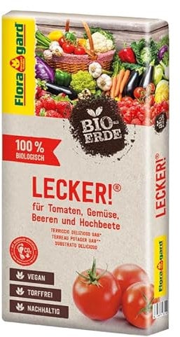 Floragard Organic Soil Delicious 1 x 40 Litres for Tomatoes, Vegetables, Berries and Raised Beds - Peat-Free and Vegan