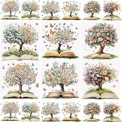 WANDIC 3 Bogen Rub on Transfer Stickers, Möbel Aufkleber Wand mit Der Baum des Lebens Muster, Wasserdicht, Handarbeiten, Journal, DIY Kunsthandwerk, Dekor für Fotoalbum und Scrapbook, 15 x 30 cm