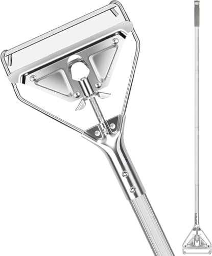 SOBONNE 59 Commercial Mop Handle Heavy Duty, Industrial Metal Mop Stick | Wet Mops Head Replacement Holder for Home,Garage,Office,Warehouse Floor Cleaning|Sliver