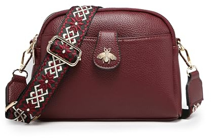 JFY Women's Bee Badge And Canvas Strap Cross Body Bag
