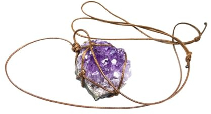 VERDANVERSE Collier Améthyste pour Femme Pendentif Naturel en Améthyste Pourpre, Décoration Costume et Tenue Quotidienne, pour Occasions Spéciales