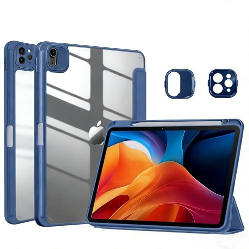 TXWLLIU Hülle für iPad Pro 11 Zoll 2022/2021/2020/2018, Air 11 Zoll M3/M2 2025/2024, iPad Air 5./4. Generation 2022/2020 10,9 Zoll, Ultradünne Leichte Schutzhülle, Auto Sleep/Wake, Dunkelblau