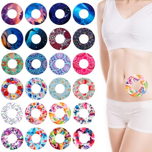 Libre 2 Sensor Covers, 24 Pcs Waterproof Adhesive Patches for CGM, Blood Glucose Monitor Patch, Breathable & Sweatproof Suitable for Sensitive Skin