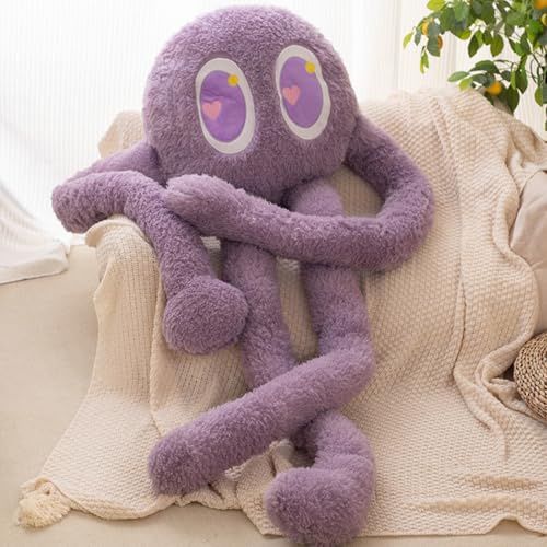 AQCQDQ Octopus Kuscheltier Groß, Kissen, Langbeiniger Oktopus Plüschpuppe Groß, Superweiches PP, Flauschiges Plüschspielzeug für Kinder und Erwachsene (100 cm,Lila)