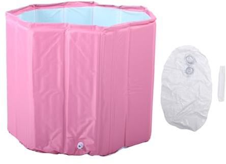 Fafeicy Baignoire Gonflable pour Adulte, Baignoire de Trempage Pliable Portable, Spa en PVC de 31,5 X 25,59 Pouces pour la Maison, Bain de Glace Pliable pour Petite Sall (Rose)