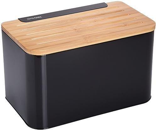 KING HOFF Brotkiste Holz und Edelstahl Stahlbrotbox mit Schneidebrett