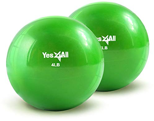 Yes4All 1ARL Toning Ball Weich gewichtet, 1.8 kg Grün paar Krafttraining Gewichte & Zubehör Medizinbälle für Pilates, Yoga, Fitness