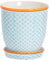 Nicola Spring Handgedruckter Pflanzentopf Mit Untertasse - 20,5cm - Blau