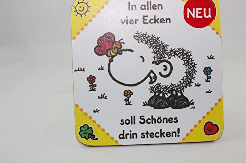 Sheepworld - 45459 - Untersetzer, Schaf, In allen vier Ecken soll Schönes drin stecken!, Kork, 9,5cm x 9,5cm