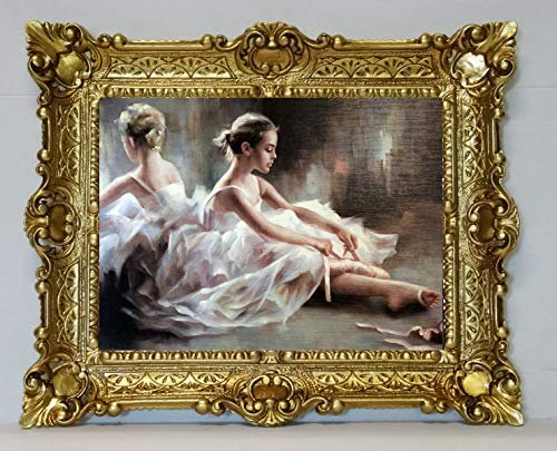 Lnxp Wunderschönes Gemälde 56x46 cm Ballerina Ballett Balletttänzerin Bild mit Rahmen arock Antik Repro 50B