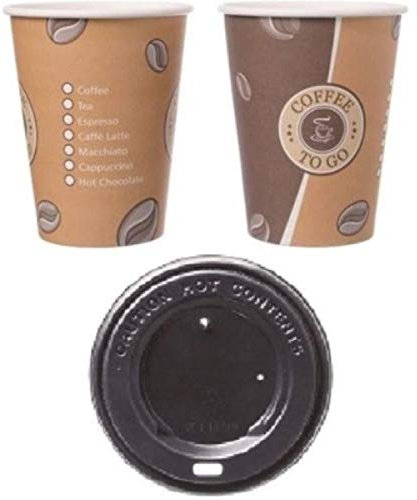 partypack 100 Premium Kaffeebecher 300ml und Deckel schwarz Pappbecher Coffee to go 0,3l Hartpapierbecher für Kalt- und Heißgetränke