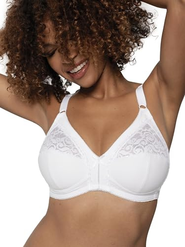 Dorina MONICA Spitzen-Bralette ohne Bügel – Verstellbare Frontträger, Baumwollfutter, Satin-Schleife, Leiterdetails für Kurven & Komfort, Weiß