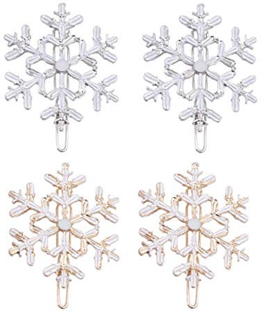 minkissy Haarspangen Schneeflocke Weihnachten Elegante glänzende Haarnadeln Haarschmuck Ges chenk für Weihnachten 4St