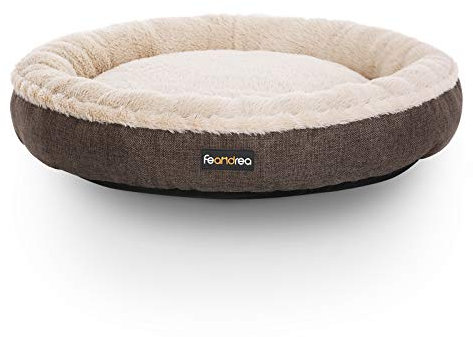 Feandrea Hundebett, Hundekorb, Katzenbett, Donut, rund, Ø 65 cm, grau PGW65C
