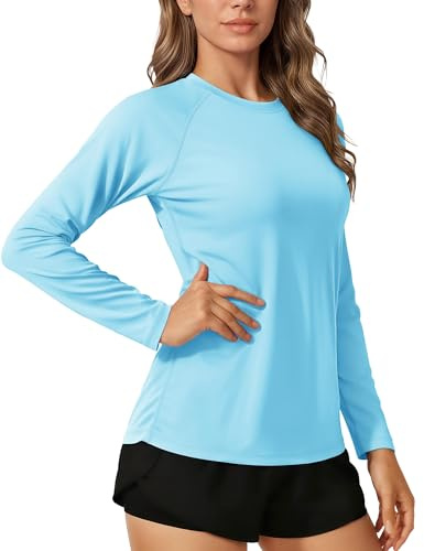 TACVASEN Damen Rashguard Uv-Schutz Shirt Schwimmshirt Langarm T-Shirt Sonnenschutz UPF 50+ Sportshirt