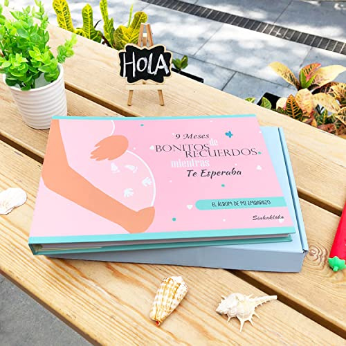 Sinhaklóho Libro Diario de Embarazo Semana a Semana | 9 Meses De Bonitos Recuerdos Mientras Te Esperaba | Álbum para Fotos, Ecografías e Información, Incluye 8 Hojas de Pegatinas Monas