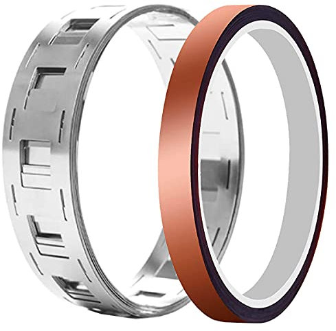 Youmile 2P Pure Nickel Strip 0.15x27mm 1m/3.3ft 99.6% Pure Nickel Strip for 18650 Lithium Battery with 8mm 10m/33ft Heat Resistant Tape