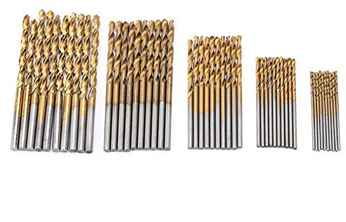 Tyenaza Mini Herramienta de Brocas de Mano de 50 Piezas, Cinco Tipos de Taladro de Mano Recto con Revestimiento de Acero de Alta Velocidad para Metal, Juegos de Brocas de Madera Broca pequeña.
