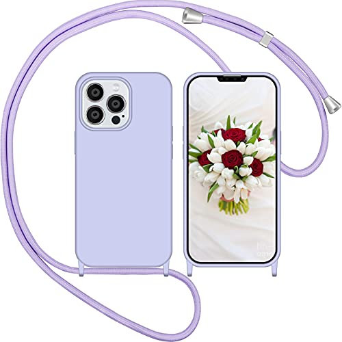 Nupcknn iPhone 13 Pro Hlle mit Kette (Lila, 6.1 Zoll) - Silikon, Anti-Rutsch, Leicht, Wasserabweisend