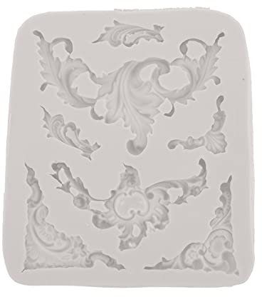 Silikonform für Barock-Kuchen, Barock-Stil, Curlicues, Schnörkeln, Spitze, Fondant, Weiß, europäischer Rahmen, Kuchendekorationswerkzeuge, Blumen-Spitzenform