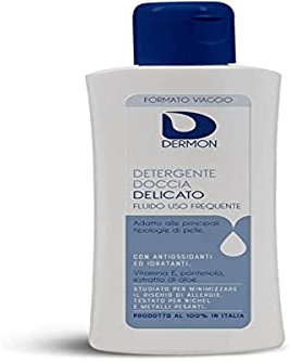 DERMON DETERGENTE DOCCIA DELICATO 100ML, MADE IN ITALY, Formato Viaggio, Profumazione Piacevole Senza Schiuma, con Aloe Vera, Azione Idratante, Rigenerante e Antiossidante Pelle Secca