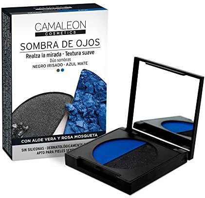 Camaleon Cosmetics - Palette Ombra Occhi - Colore Blu e Nero - Senza Siliconi - Con Olio di Rosa Mosqueta - 1 Unità - 3 gr