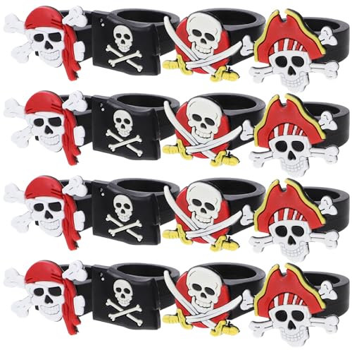 Abaodam 16st Piraten Weichgummiring Ring in Piratenform Cartoon-party-ring Piratenringe Ring Halloween-party Plastik Fledermäuse Zubehör Weiches Gummi Pvc