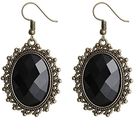 Carufin Sexy Black Lace Choker Halsketten Gothic Quaste Halsketten Choker Halloween Party Zubehör für Frauen und Mädchen (Ohrringe 1)