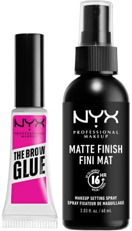 NYX Professional Makeup Glue Fixatrice à Sourcils The Brow Glue, Look Soyeux, Transparent & Spray Fixateur, Tenue Longue Durée, Fini Mat, 60 mL