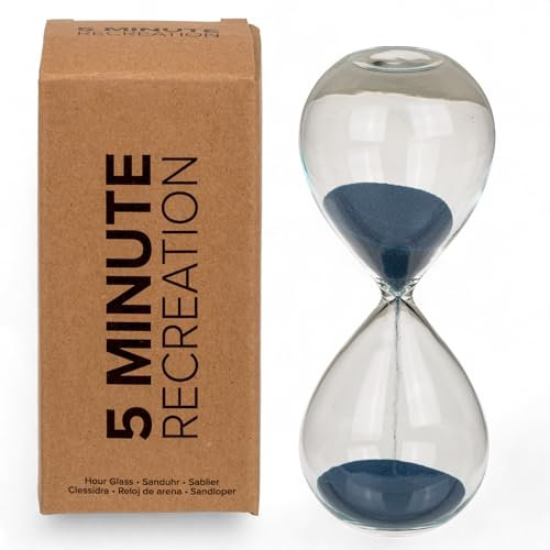 5 Minuten Timer Recreation Relax Refresh Recharge, dekorative Sanduhr Timeruhr, Dekoration Zeitmesser in Küche Wohnzimmer Büro, Geschenk für Freunde Familie, 12,5cm (Dunkelblau)