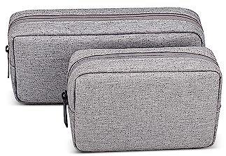 EDMISU Elektronische Zubehörtasche 2er-Pack, kleine und große Organizer-Hüllen für Kabel, Maus, Powerbank, Ladekabel, Tragetasche, Reise, Business, Kosmetiktasche, Grau