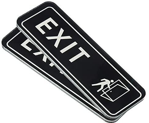 PATIKIL EXIT Cartello, 2pz Acrilico 6x2 Auto Adesivo Porta Cartello Adesivo Montaggio Strisce per Ufficio Casa Affari Hotel, Nero