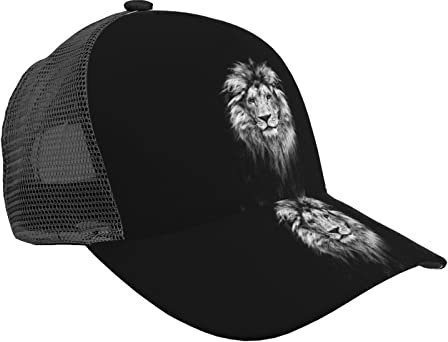 ASEELO Schöne Löwen-bedruckte modische Mesh-Baseballkappe, verstellbare Baseballkappe, Unisex-Stil Kopfbedeckung, Wunderschöner Löwe, 6
