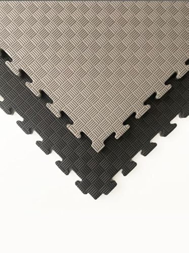 Fitness Tech - Carrelage de Tatami - Puzzle Caoutchouc Mousse - Tapis en Caoutchouc pour Gymnastique Arts Martiaux (Noir et Gris, 100 x 100 x 4 cm