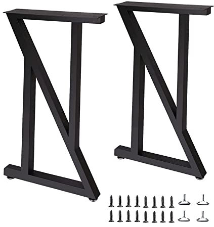 BIZOLE 2 X Metall Schreibtischbeine – 28 Zoll Tischbeine, Robuste Industrielle Schwarze Tischbeine, Z Form Tischbeine, DIY Tischbeine, Möbelbeine