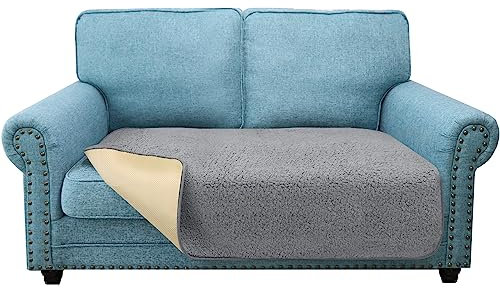 Granbest Super Soft Dicke Loveseat Sofa Kissenbezüge, rutschfeste Sitzbezüge für 2-Sitzer Sofa, Couch Kissenbezug für Haustiere (2-Sitzer, Hellgrau)