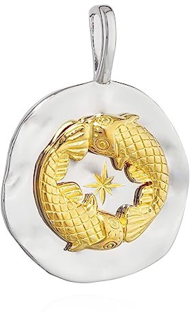 NKlaus 17mm Kettenanhänger Sternzeichen Fische 925 Silber Zodiac gold weiß Horoskop 13984