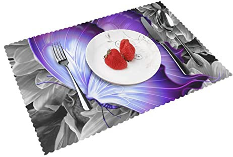 Tischsets mit Schmetterlingsmotiv, 4 Stück, rutschfest, hitzebeständig, 45 x 30 cm, Violett