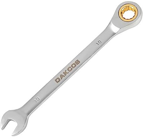DAKCOS Llave combinada de trinquete Llave fija con carraca de 10mm, Cr-V 72 deintes